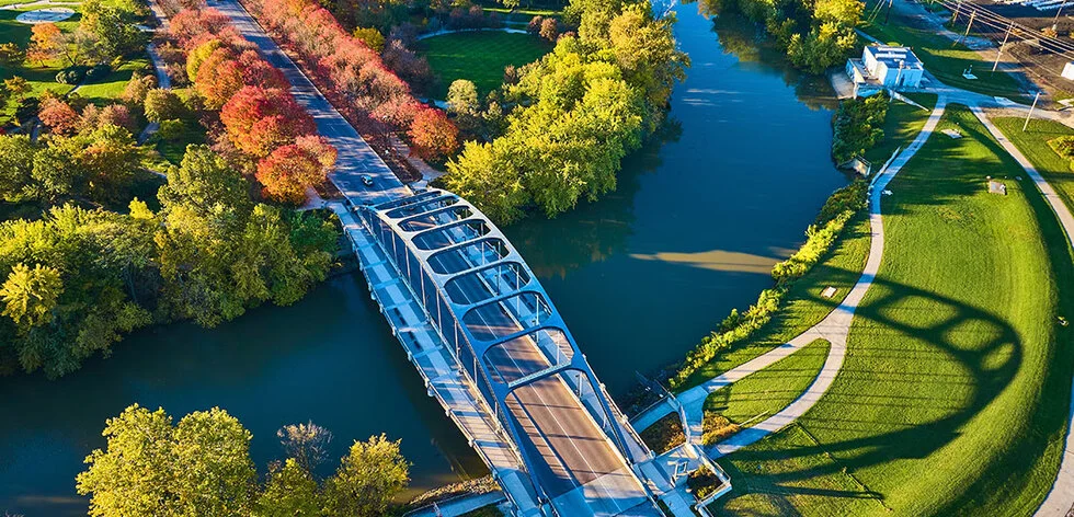Historic bridge over the St. Marys River in Fort Wayne